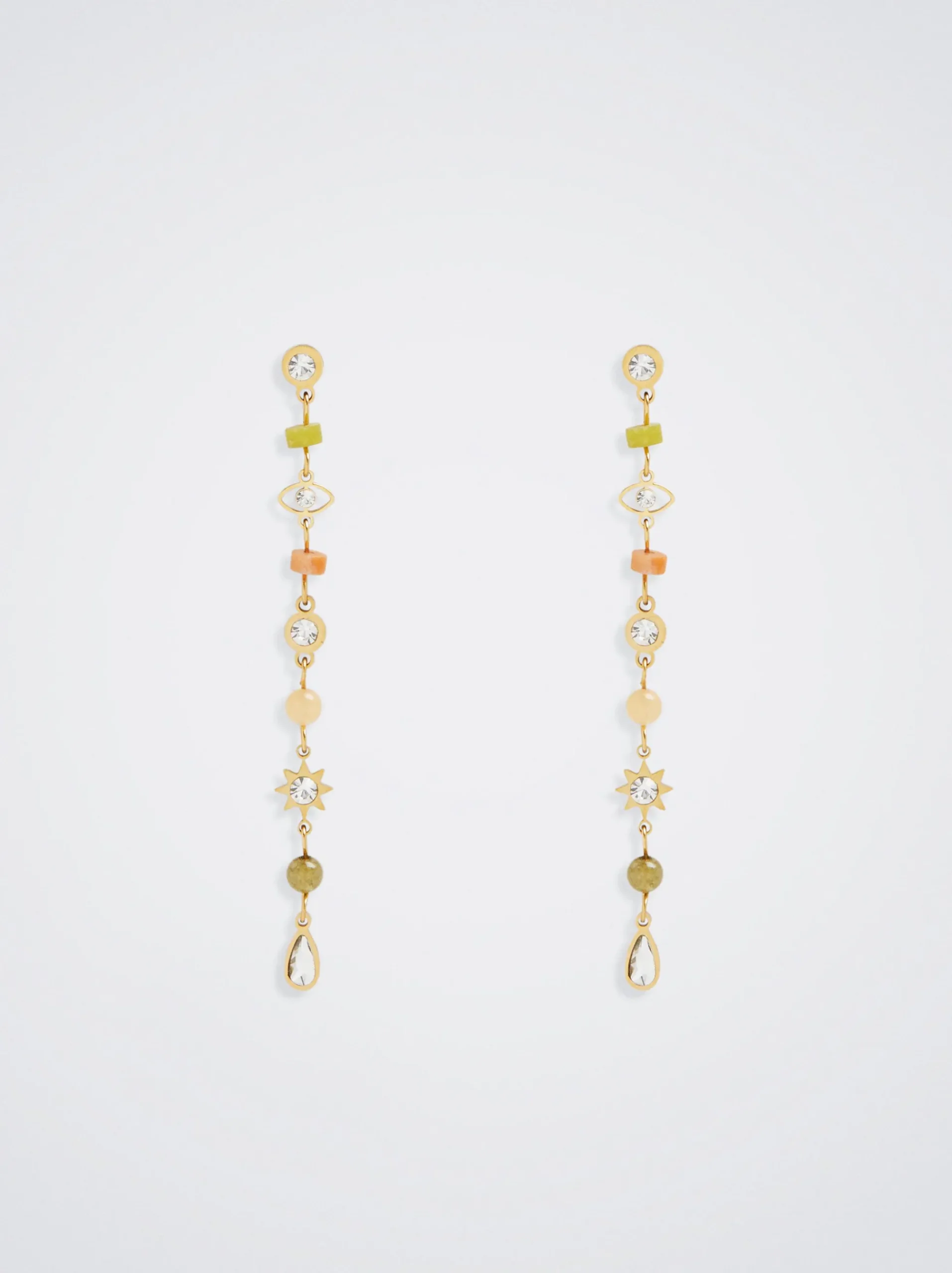 Steel Earrings With Semiprecious Stone|Parfois Online
