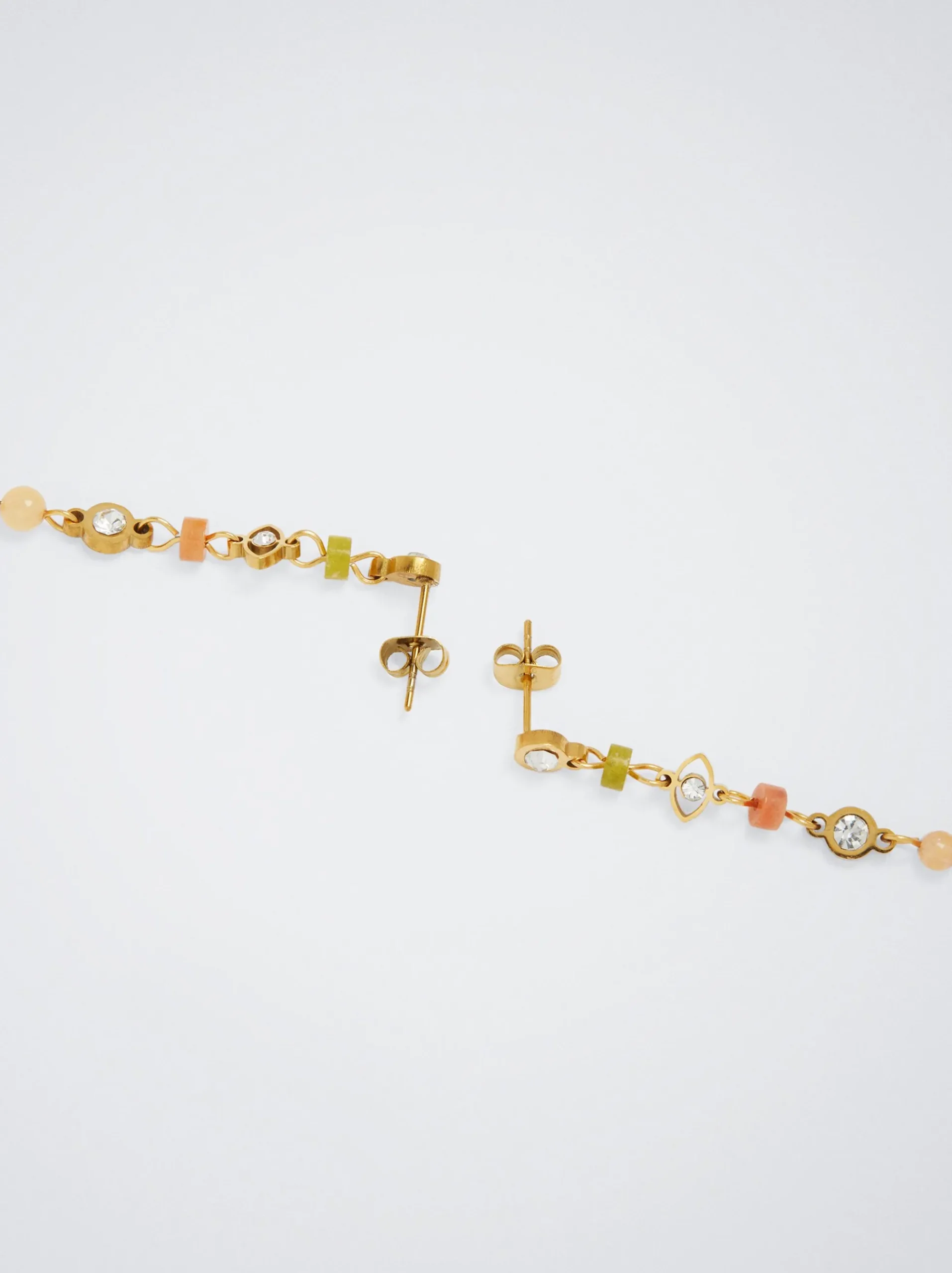 Steel Earrings With Semiprecious Stone|Parfois Online
