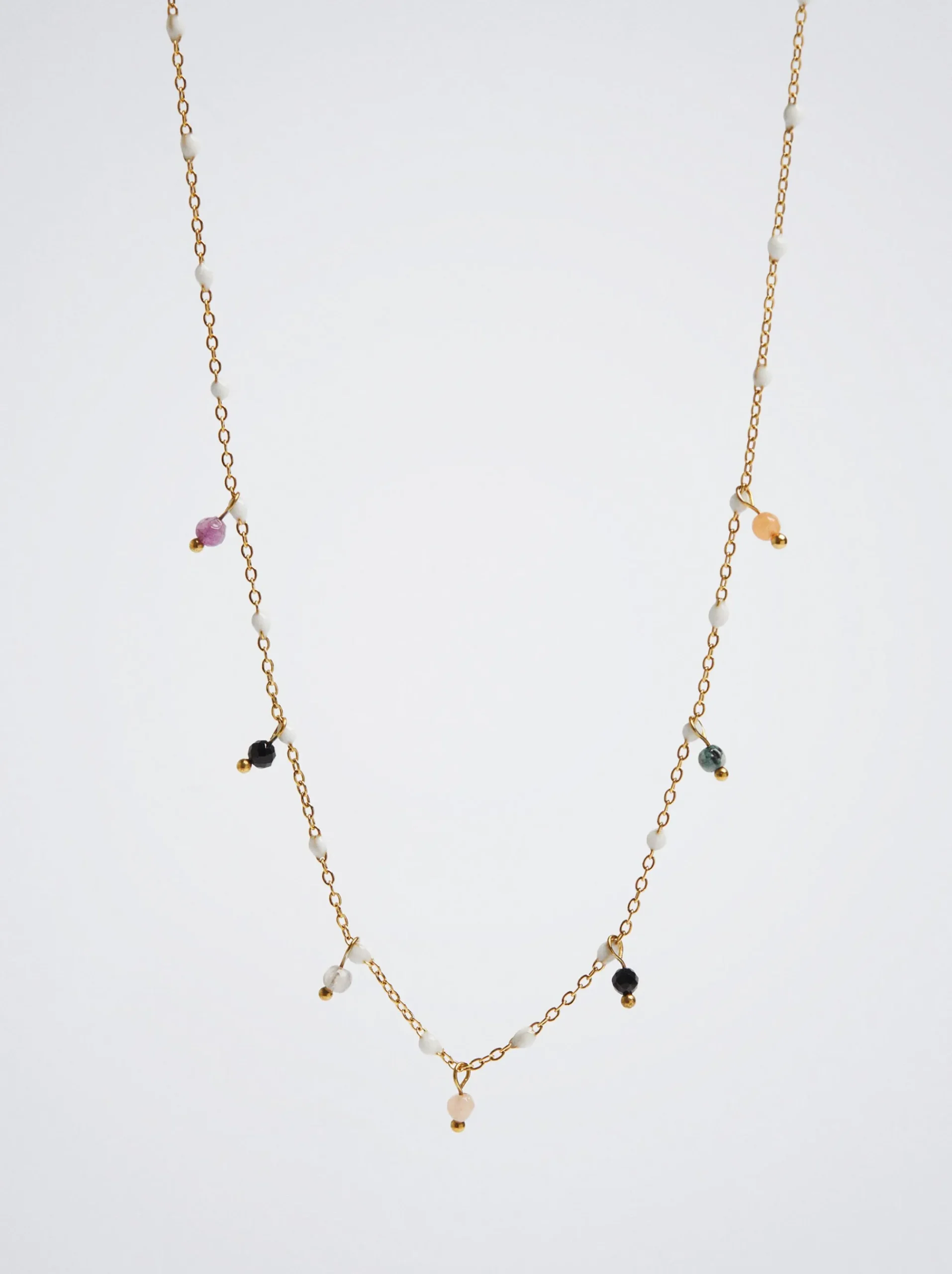 Steel Necklace With Semiprecious Stone|Parfois Cheap