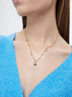 Steel Necklace With Semiprecious Stone|Parfois Flash Sale