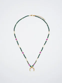 Steel Necklace With Semiprecious Stone|Parfois Fashion