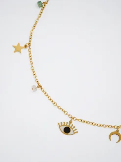 Steel Necklace With Semiprecious Stone|Parfois Fashion