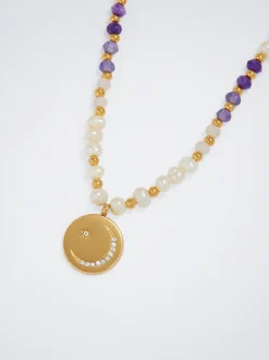 Steel Necklace With Semiprecious Stone|Parfois Online