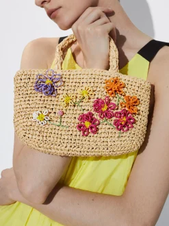 Straw Bag With Flowers|Parfois Cheap