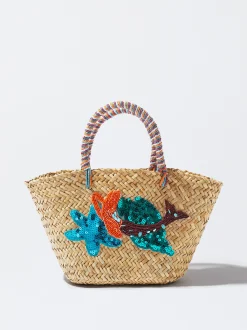 Straw Tote Bag With Beads And Sequins|Parfois Flash Sale