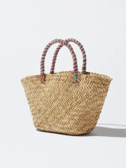 Straw Tote Bag With Beads And Sequins|Parfois Flash Sale