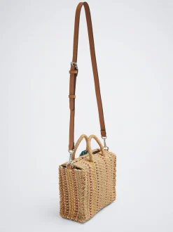Straw Tote Bag With Detachable Pendant|Parfois Sale