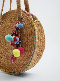 Straw Tote Bag With Pendant|Parfois Cheap