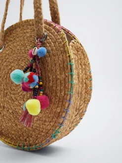 Straw Tote Bag With Pendant|Parfois Outlet