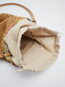 Straw-Effect Basket Bucket Bag|Parfois Cheap