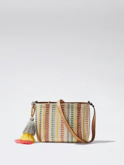 Straw-Effect Crossbody Bag With Pendant|Parfois Store