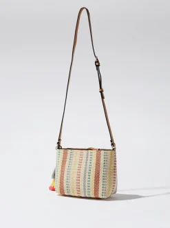 Straw-Effect Crossbody Bag With Pendant|Parfois Flash Sale