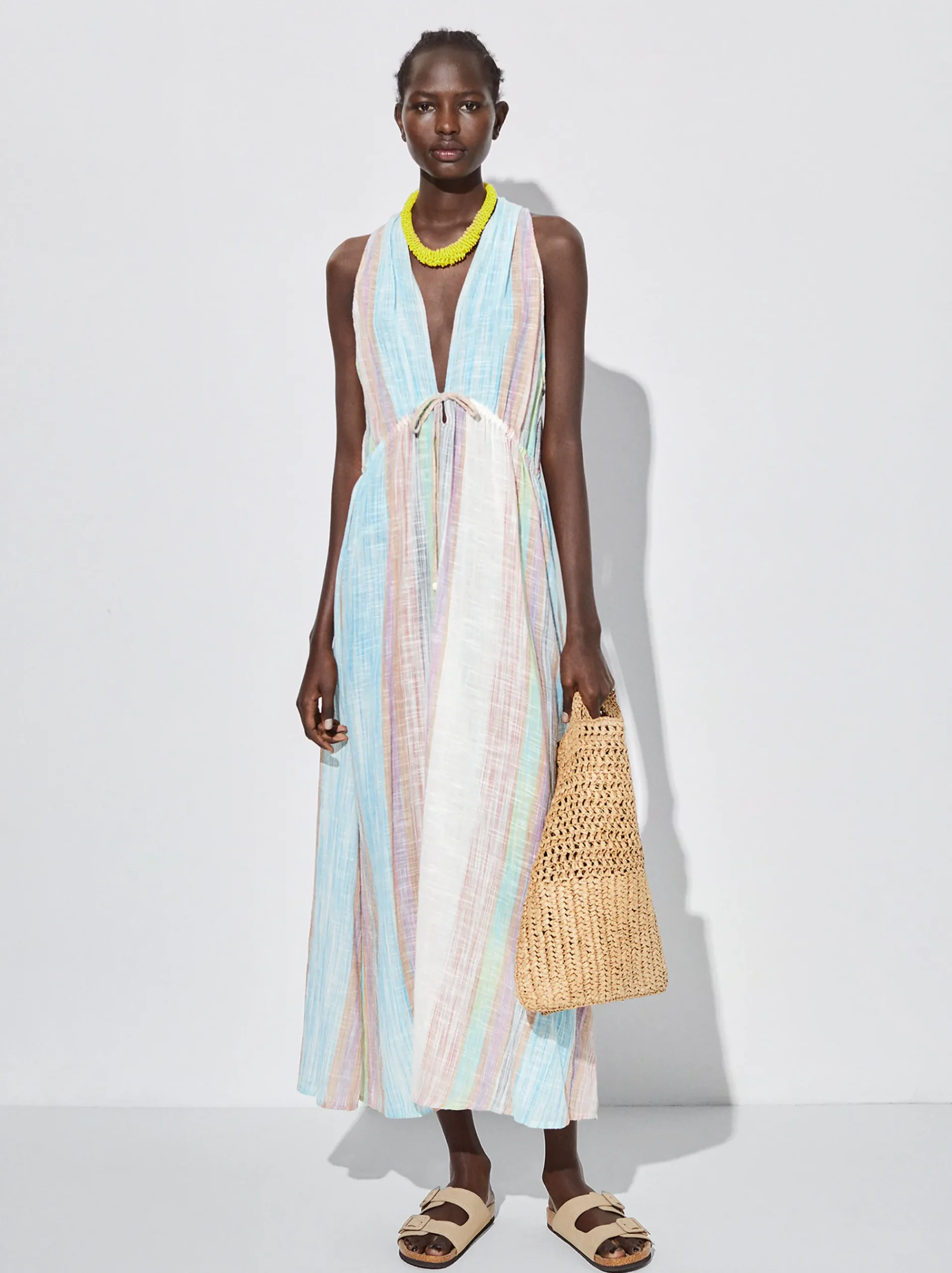 Striped Cotton Dress|Parfois Flash Sale