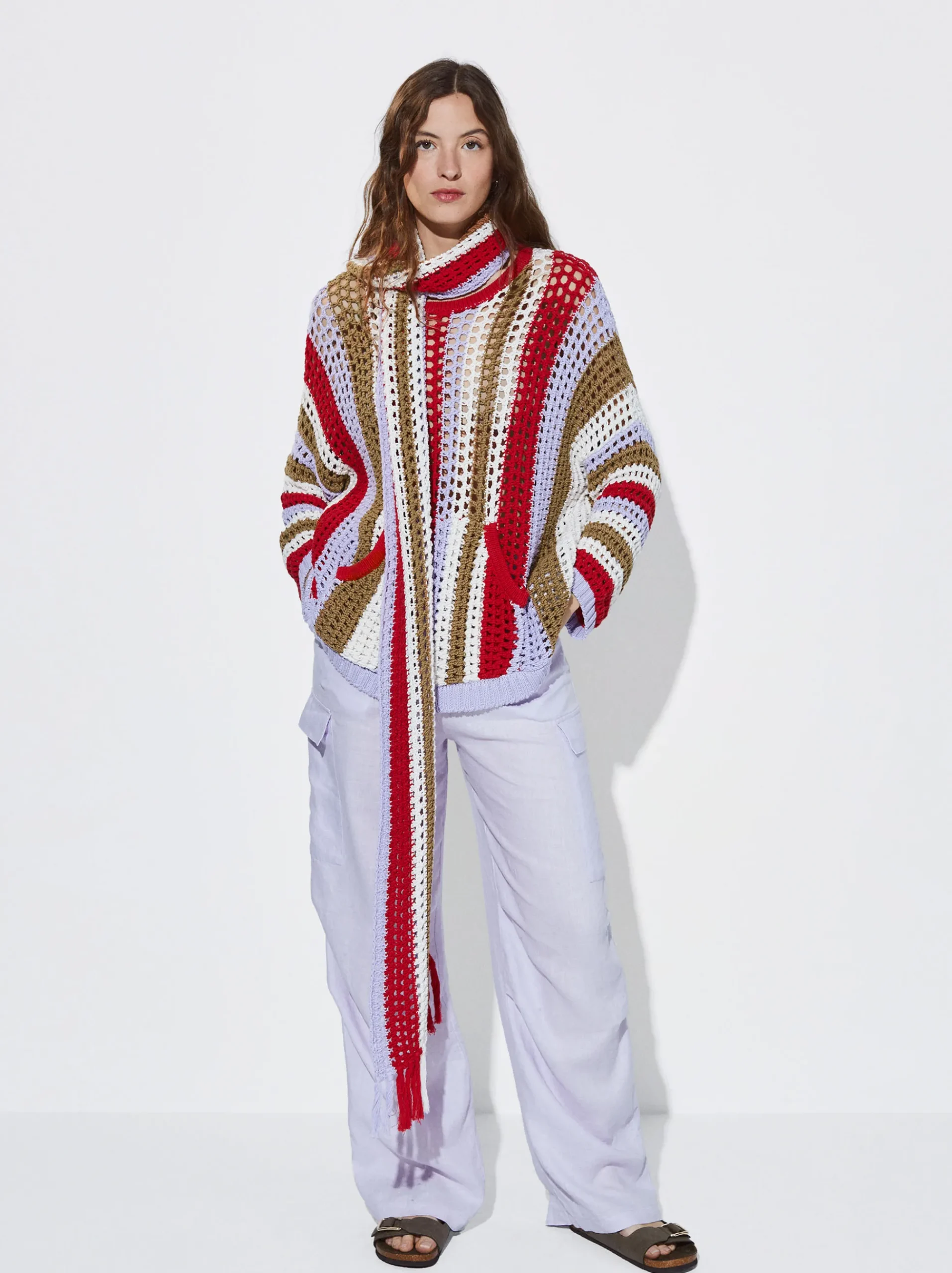 Striped Crochet Sweater|Parfois Store