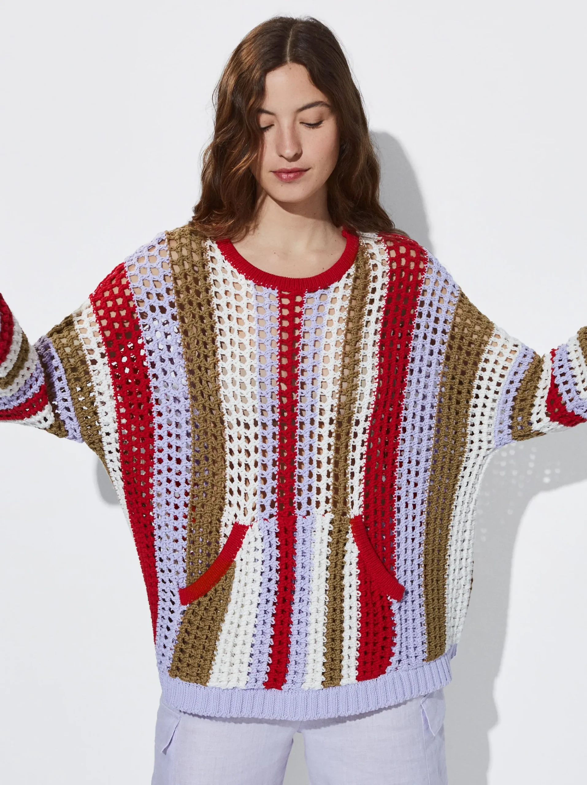 Striped Crochet Sweater|Parfois New