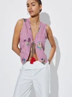 Vest With Embroidery|Parfois Sale