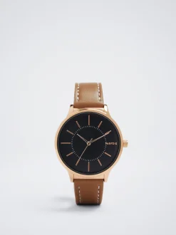 Watch With Leather Effect Wristband|Parfois Fashion