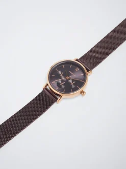 Watch With Stainless Steel Metallic Mesh Strap|Parfois Discount